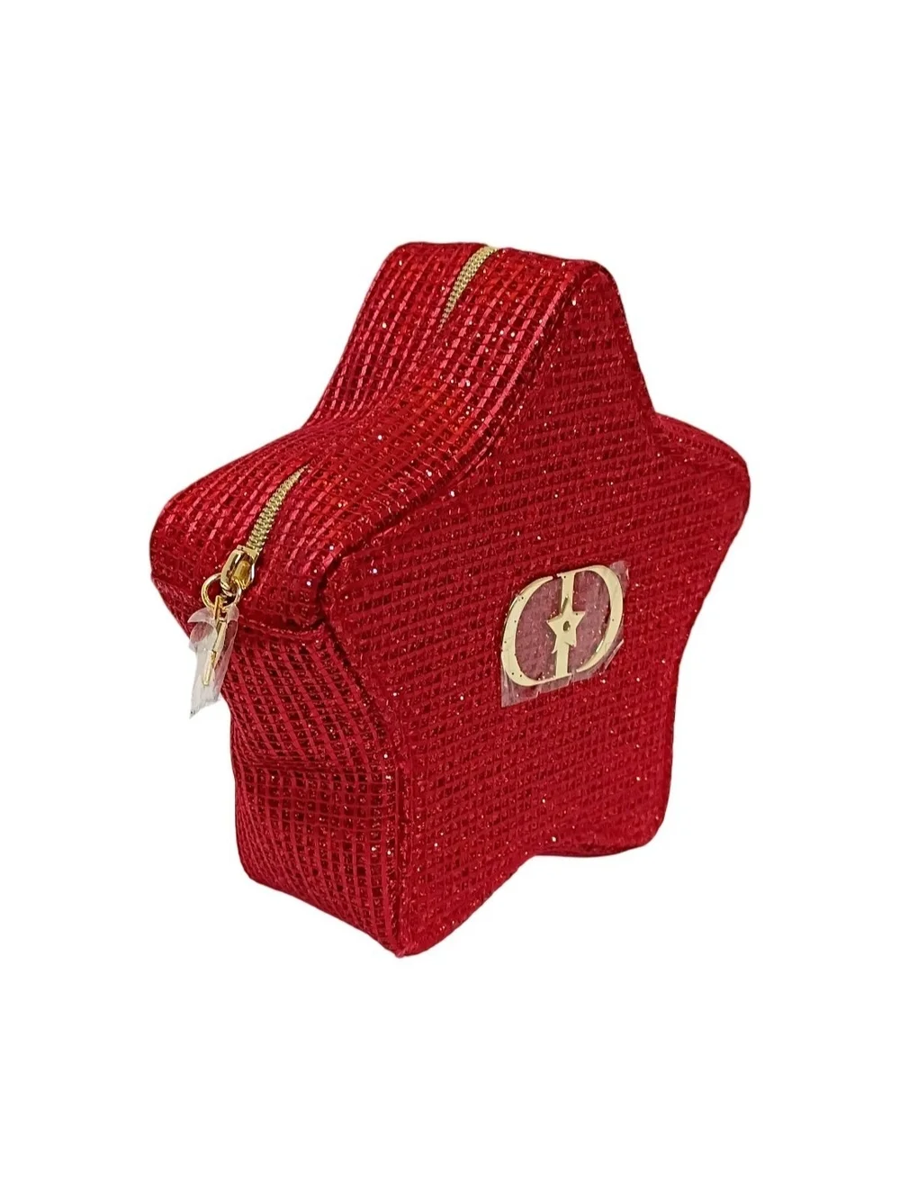 Dior Red Star Glitter Cosmetic Pouch Holiday Makeup Bag w/ Original Box New